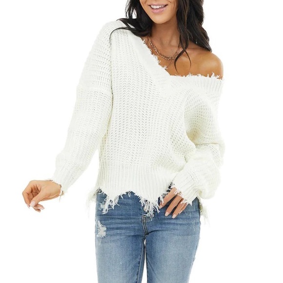 Main Strip Sweaters - Main Strip Distressed Sweater